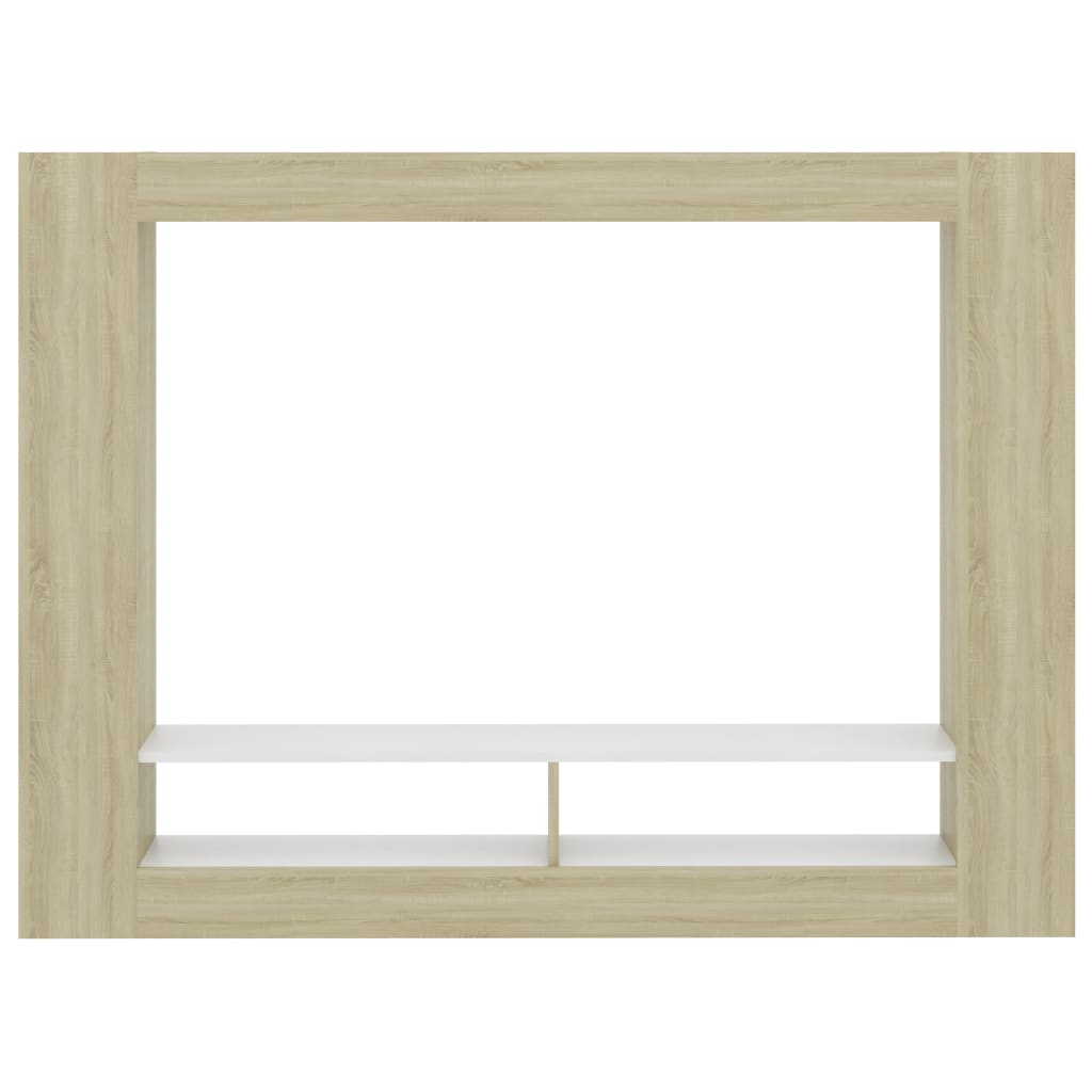 vidaXL Mueble de TV madera contrachapada blanco y roble 152x22x113cm