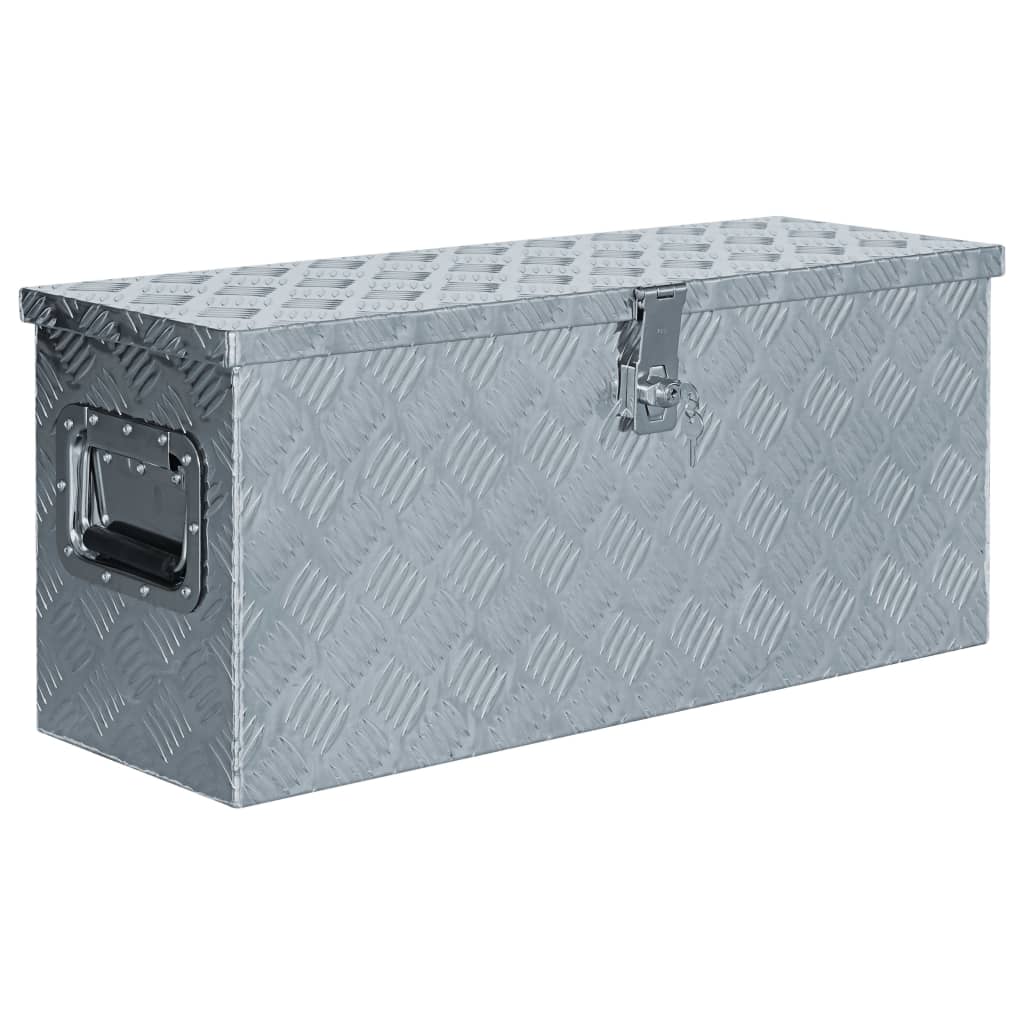 vidaXL Caja de aluminio 76,5x26,5x33 cm cm plateada