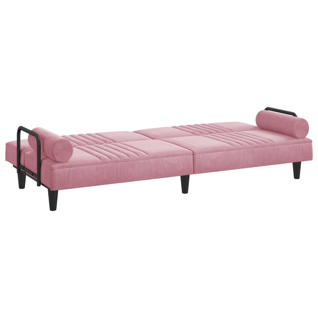 vidaXL Sofá cama con reposabrazos terciopelo rosa