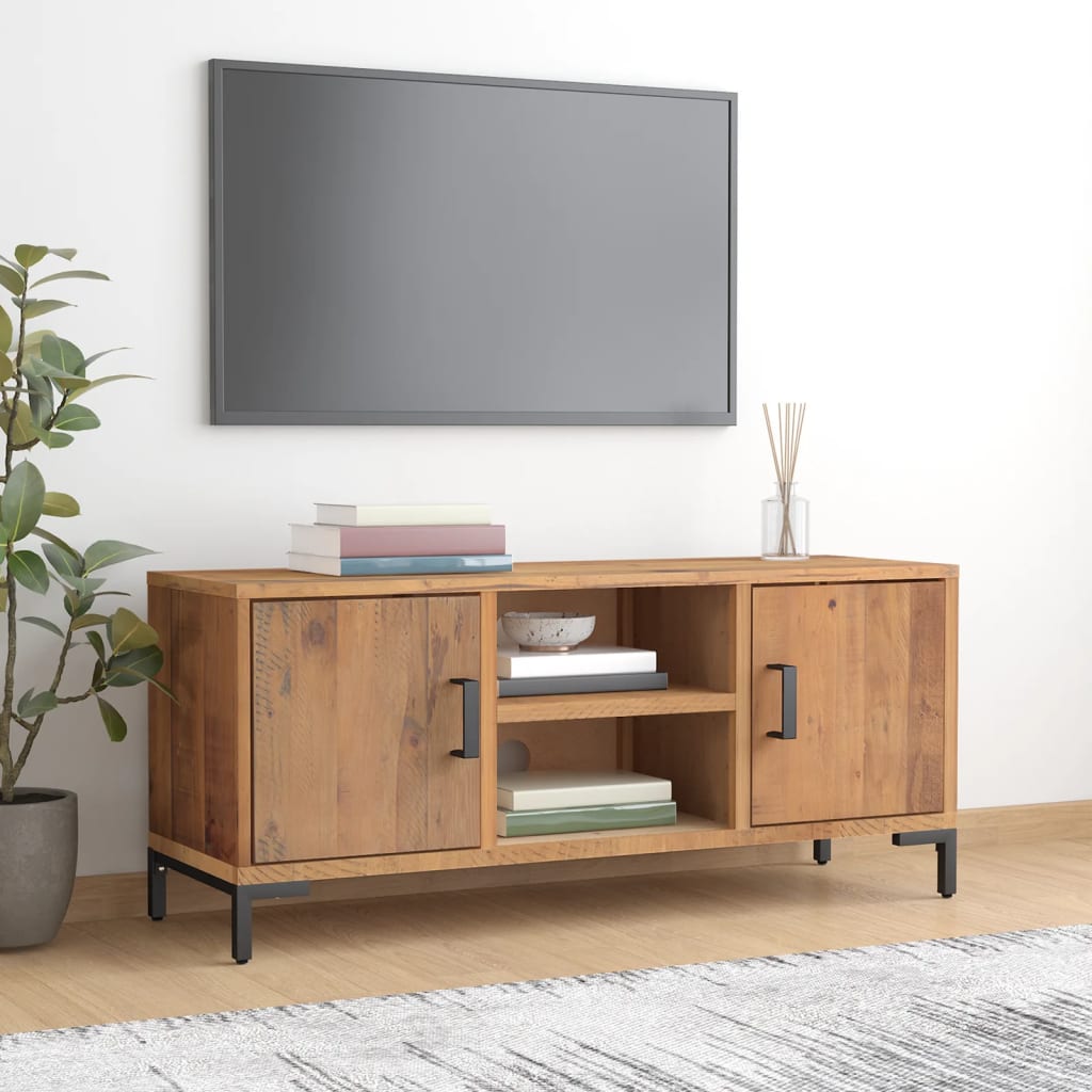 vidaXL Mueble para TV madera maciza de pino marrón 110x35x48 cm