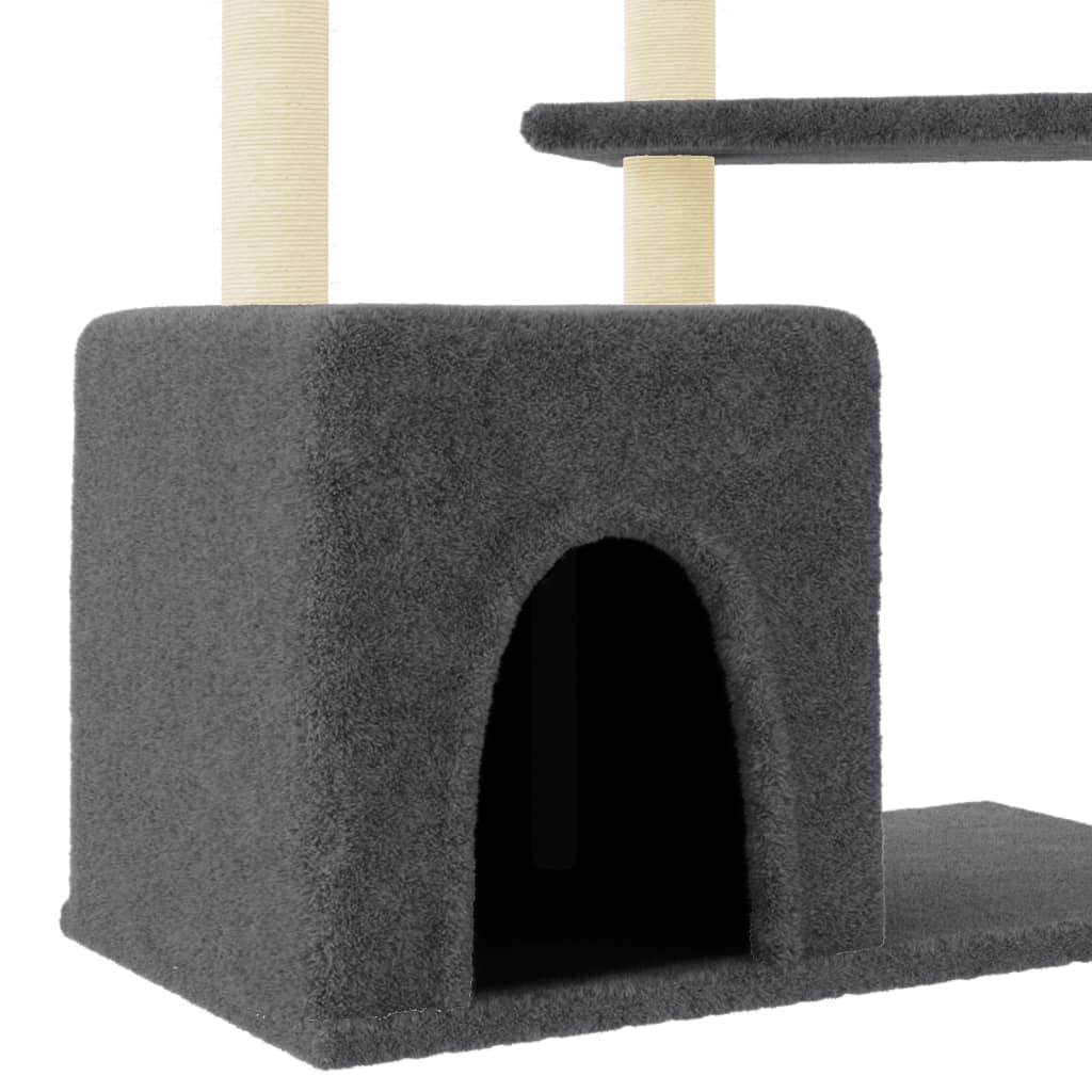 vidaXL Rascador para gatos con postes de sisal gris oscuro 107,5 cm