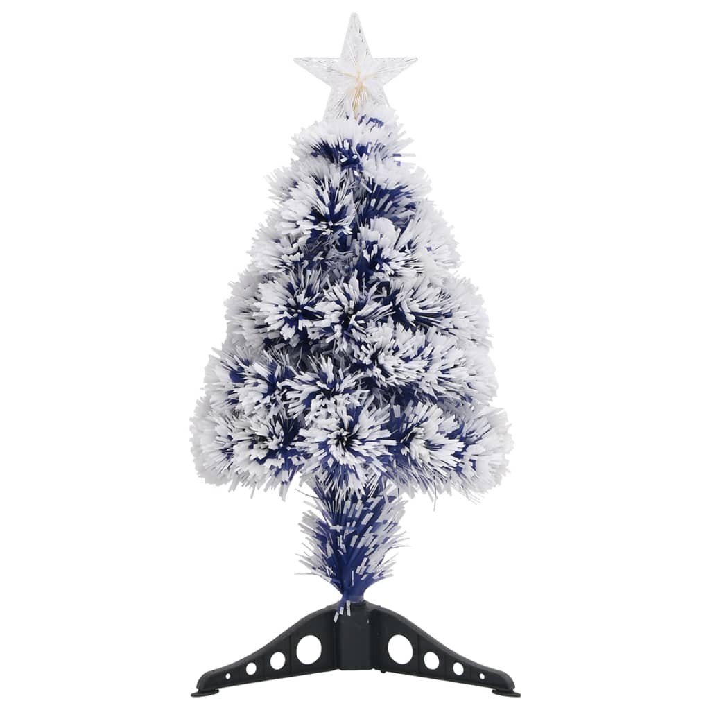 vidaXL Árbol de Navidad con luces fibra óptica blanco y azul 64 cm