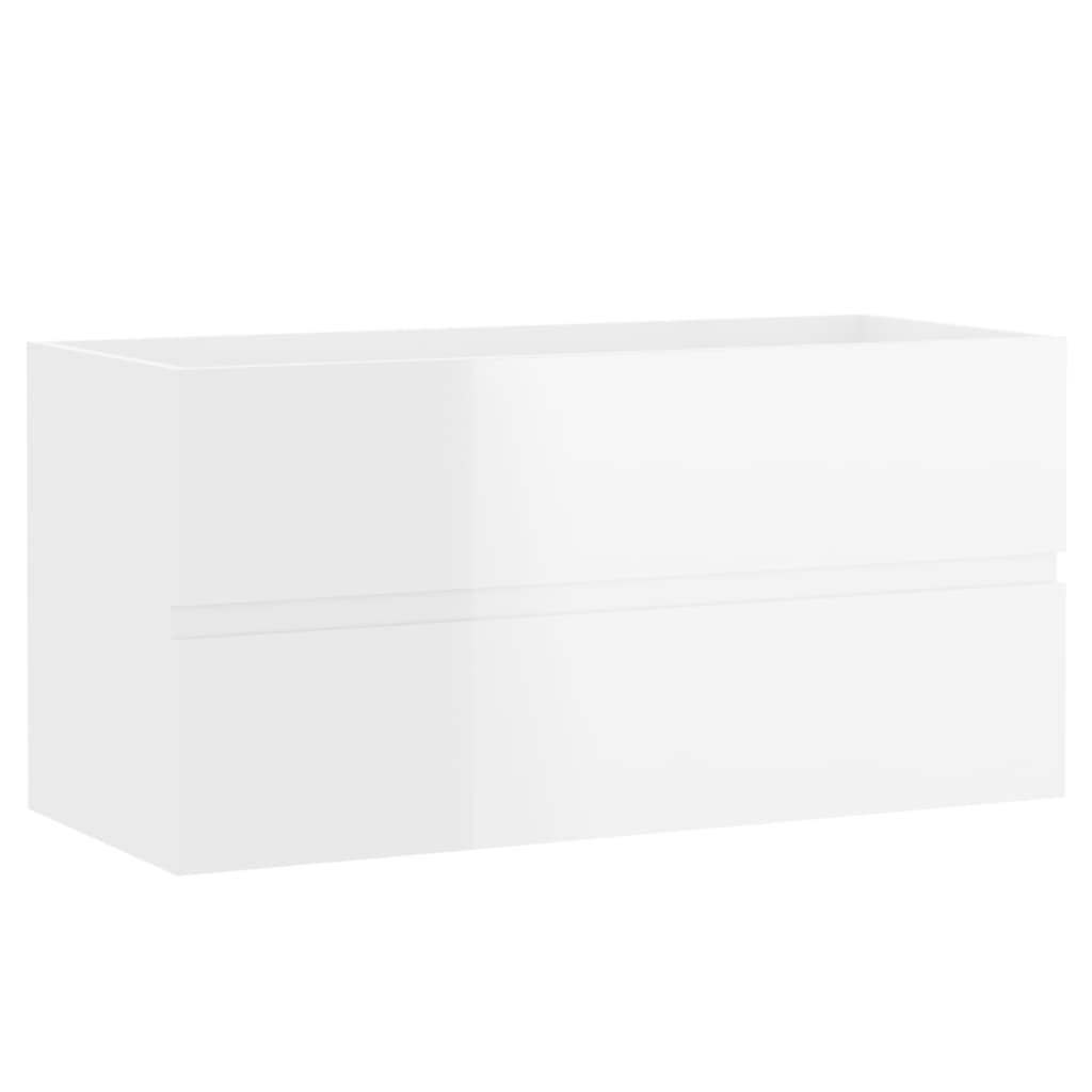 vidaXL Set muebles de baño 2 piezas madera contrachapada blanco brillo