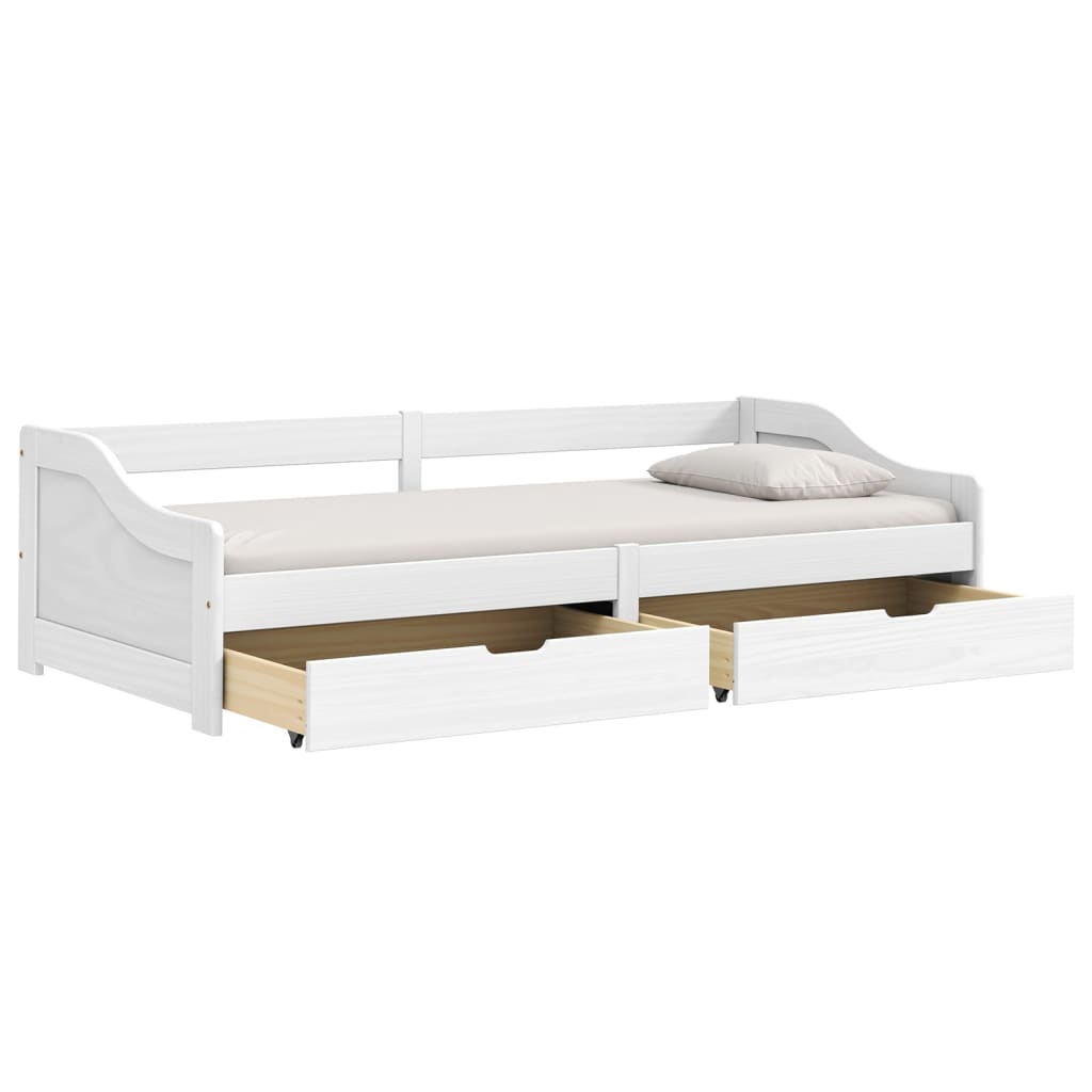vidaXL Sofá cama con 2 cajones madera maciza pino blanca IRUN 90x200cm