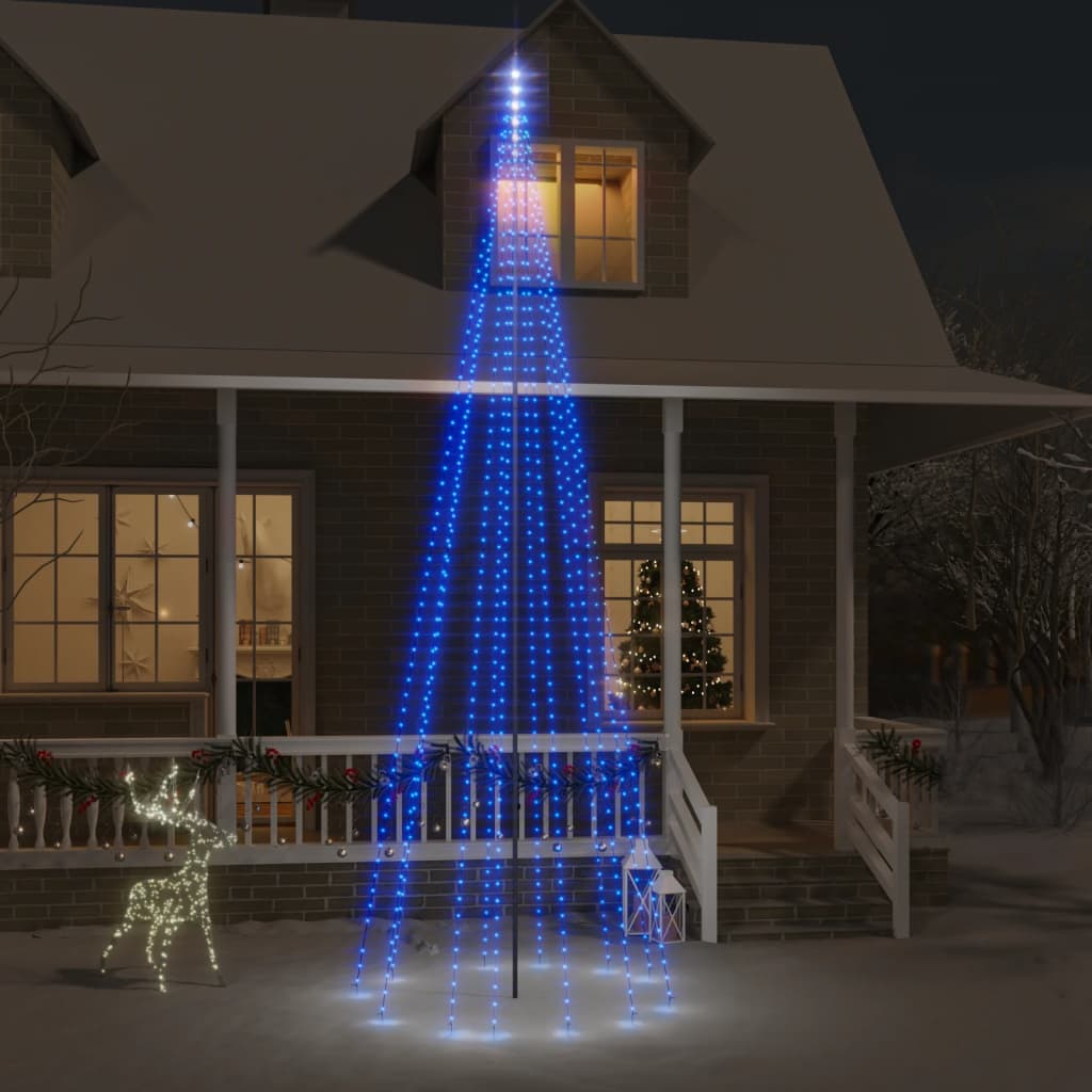 vidaXL Árbol de Navidad en asta de bandera 732 LED azul 500 cm