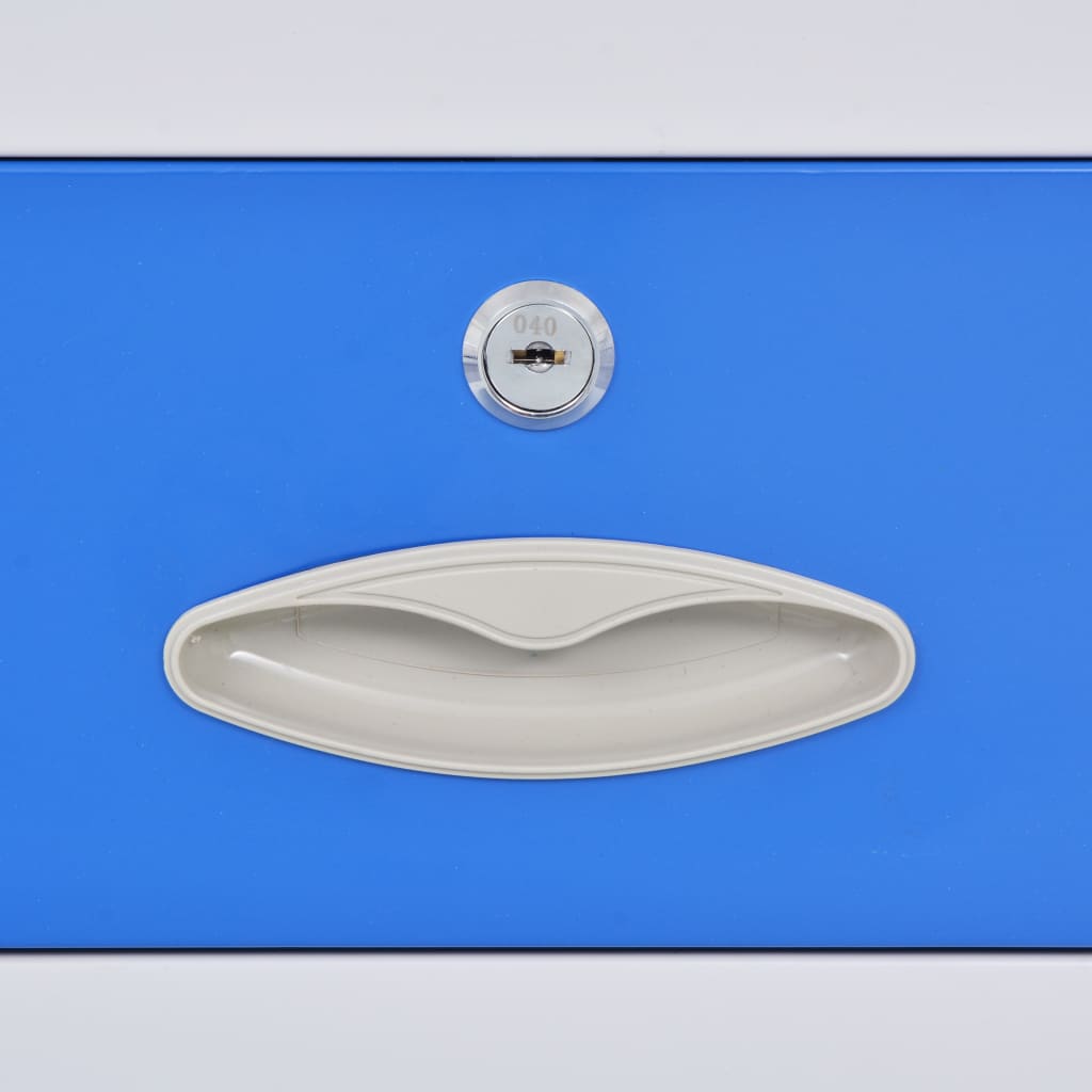 vidaXL Armario taquilla con 4 puertas metal 90x40x180 cm gris y azul