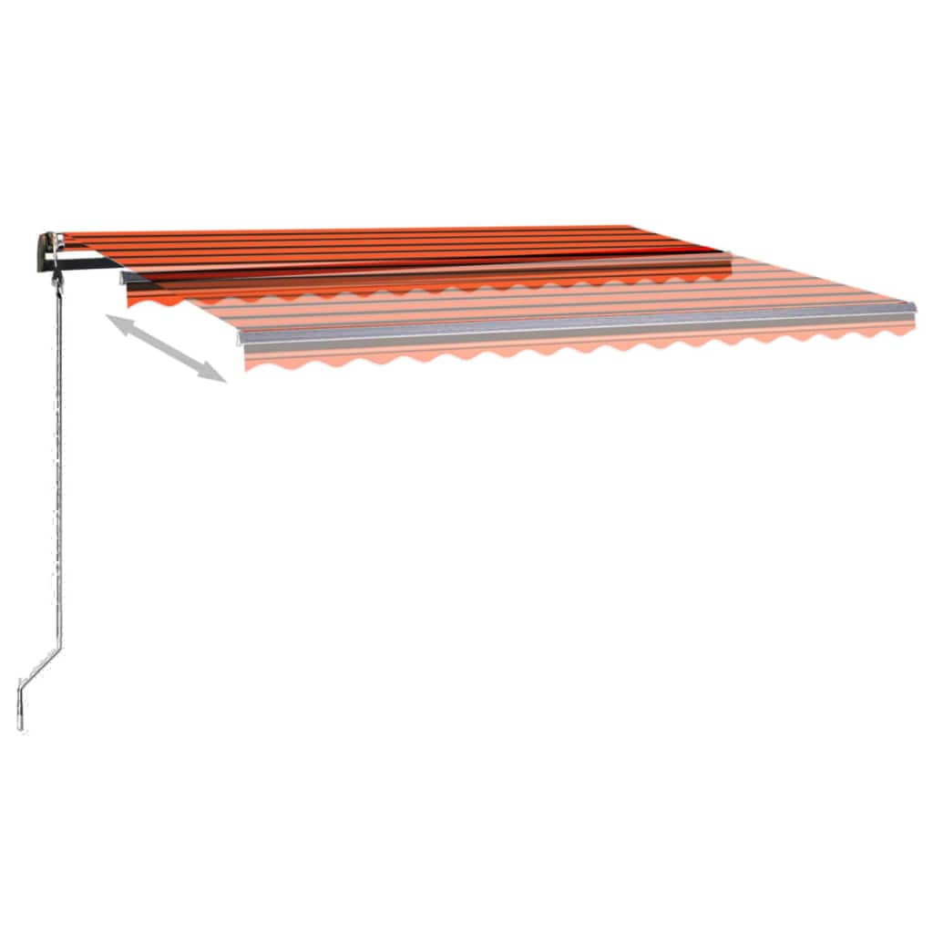 vidaXL Toldo manual retráctil con LED naranja y marrón 4x3 m