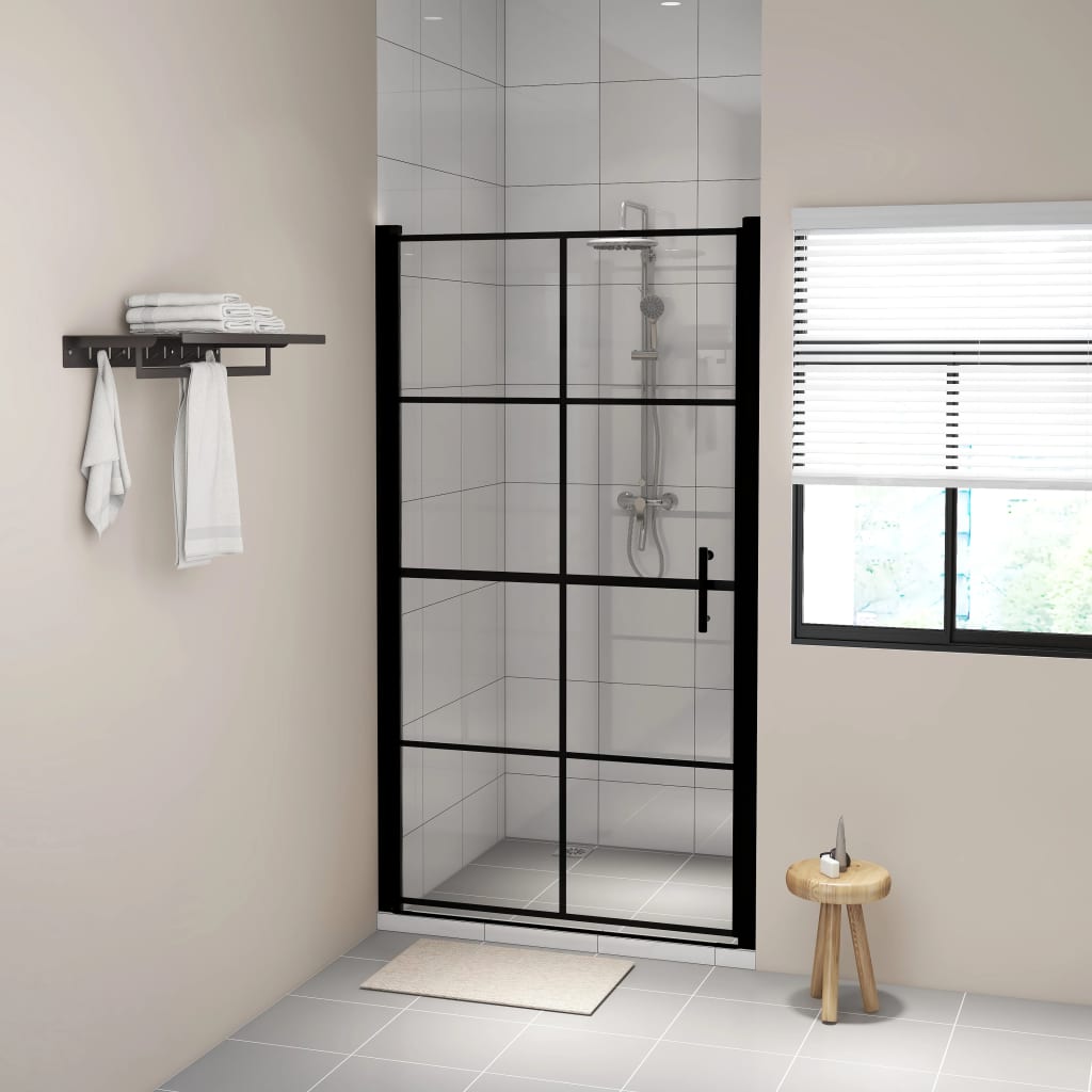 vidaXL Puertas de ducha de vidrio templado negro 100x178 cm