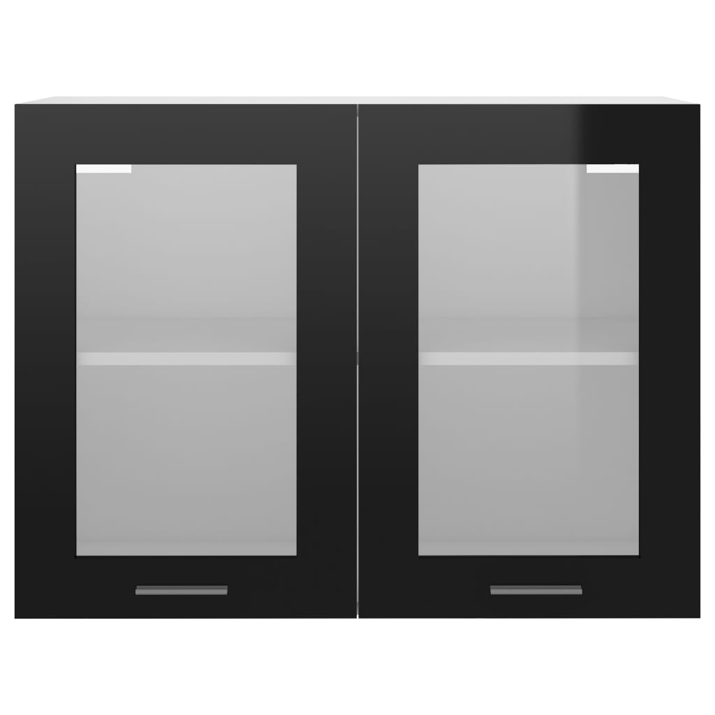 vidaXL Armario colgante cocina contrachapada negro brillo 80x31x60 cm