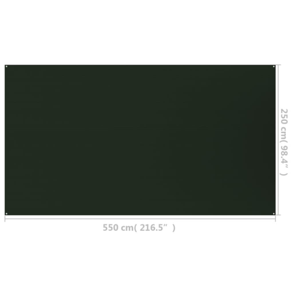vidaXL Alfombra para tienda de campaña verde oscuro 250x550 cm