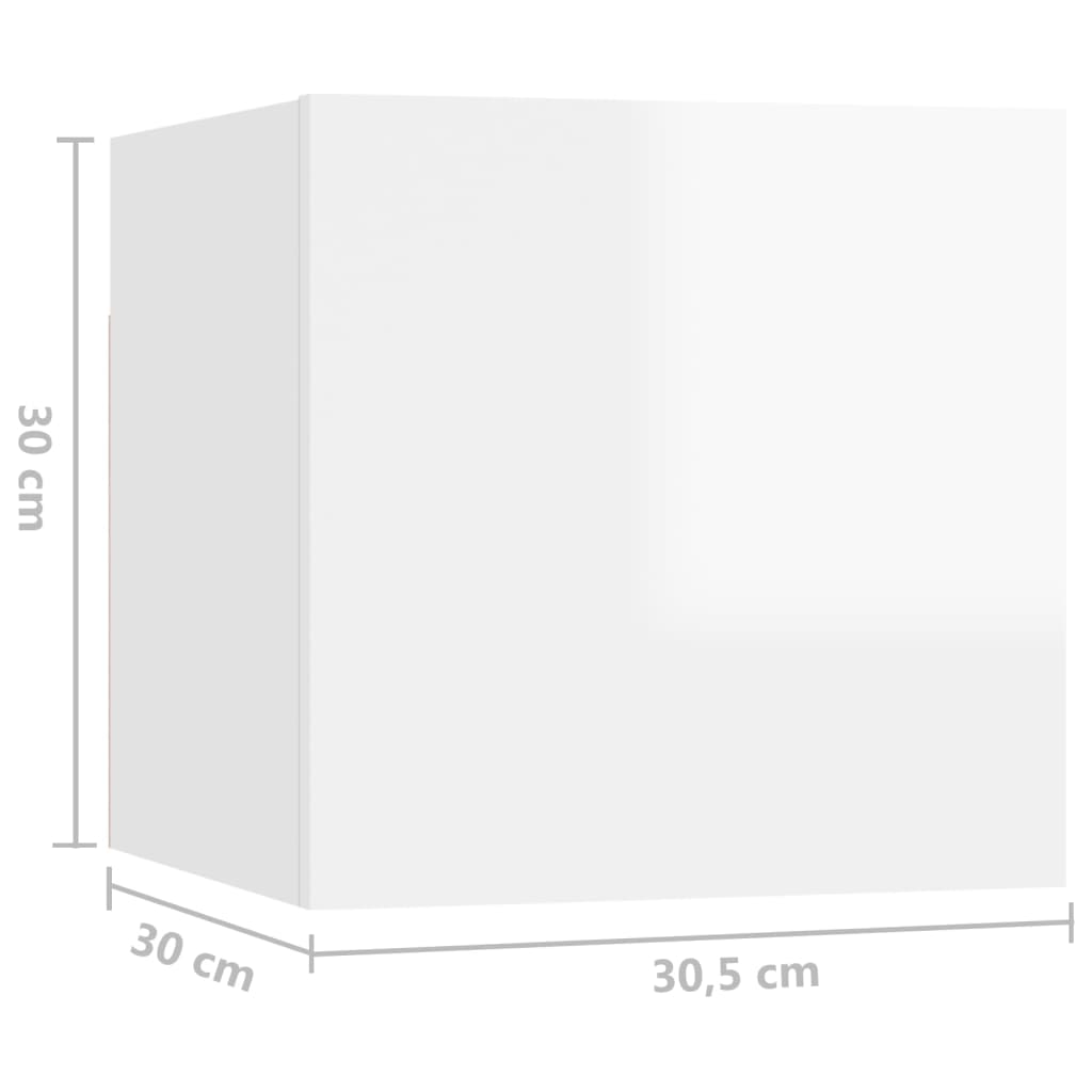 vidaXL Muebles de salón de pared 4 uds blanco brillo 30,5x30x30 cm