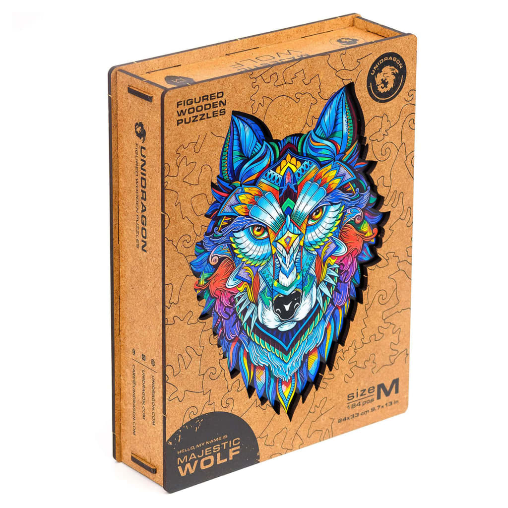 UNIDRAGON Rompecabezas Majestic Wolf 184 piezas de madera M 24x33 cm