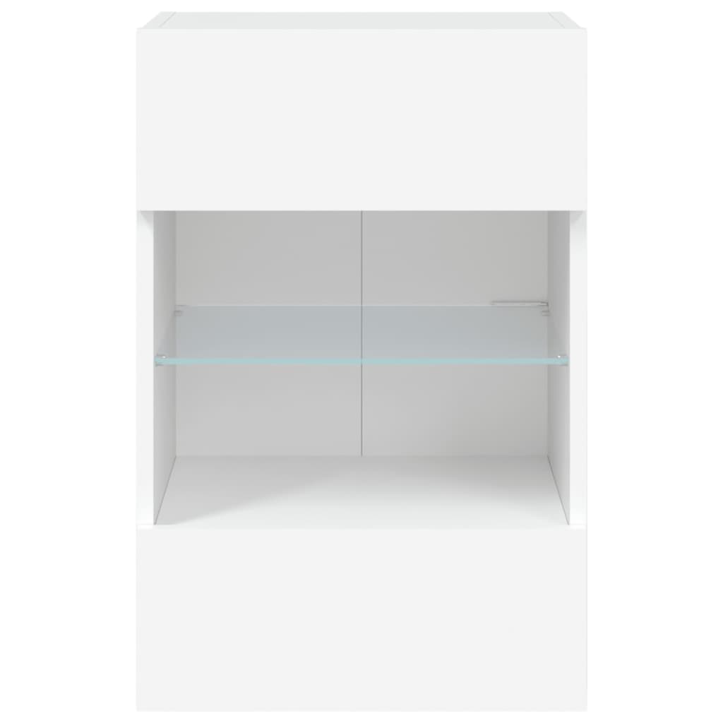 vidaXL Muebles de TV de pared con luces LED 2 uds blanco 40x30x60,5 cm