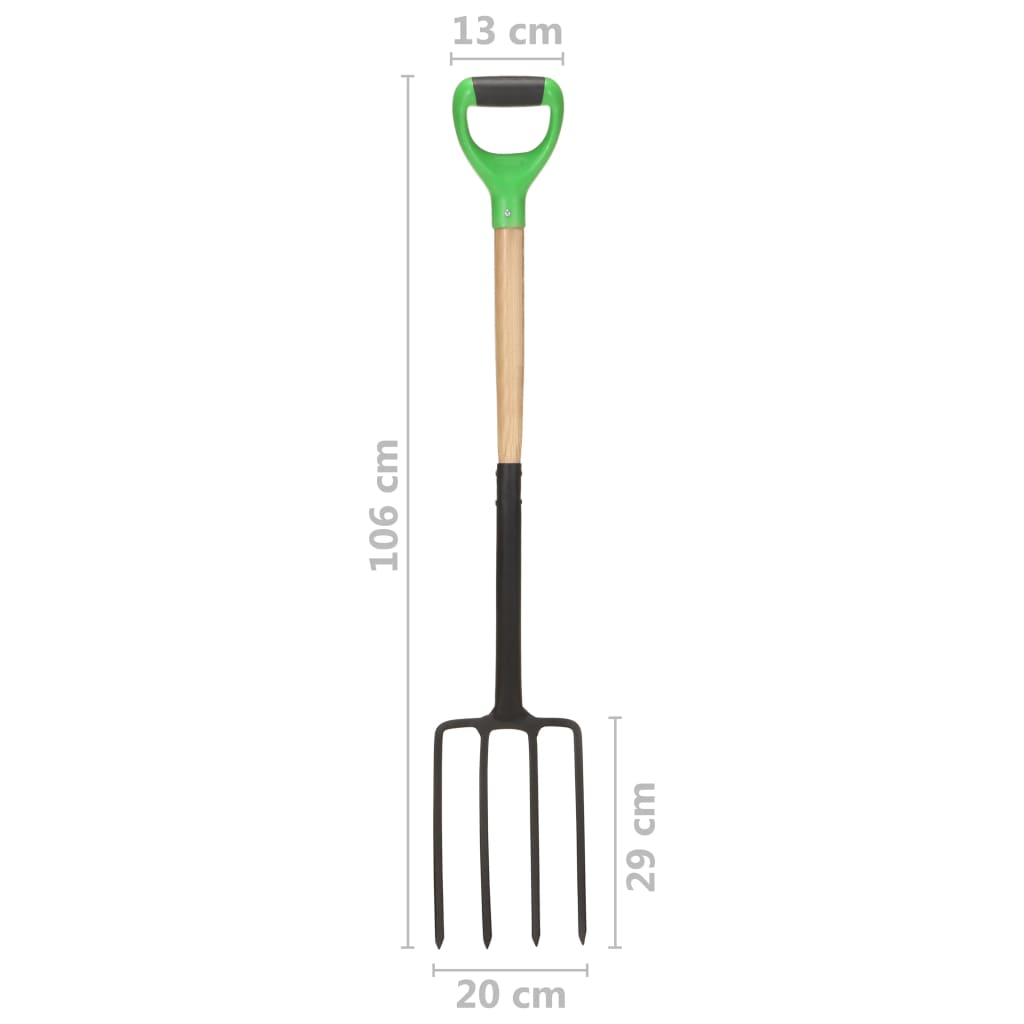vidaXL Set de herramientas de jardín 4 pzas D agarre acero madera dura