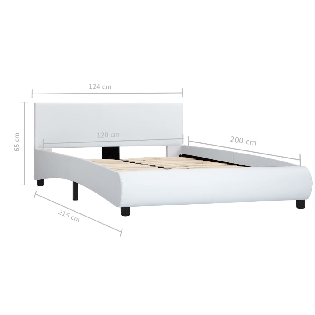 vidaXL Estructura de cama de cuero sintético blanco 120x200 cm