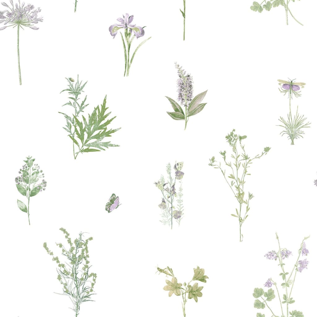 Noordwand Papel de pared Evergreen Herbs and Flowers blanco