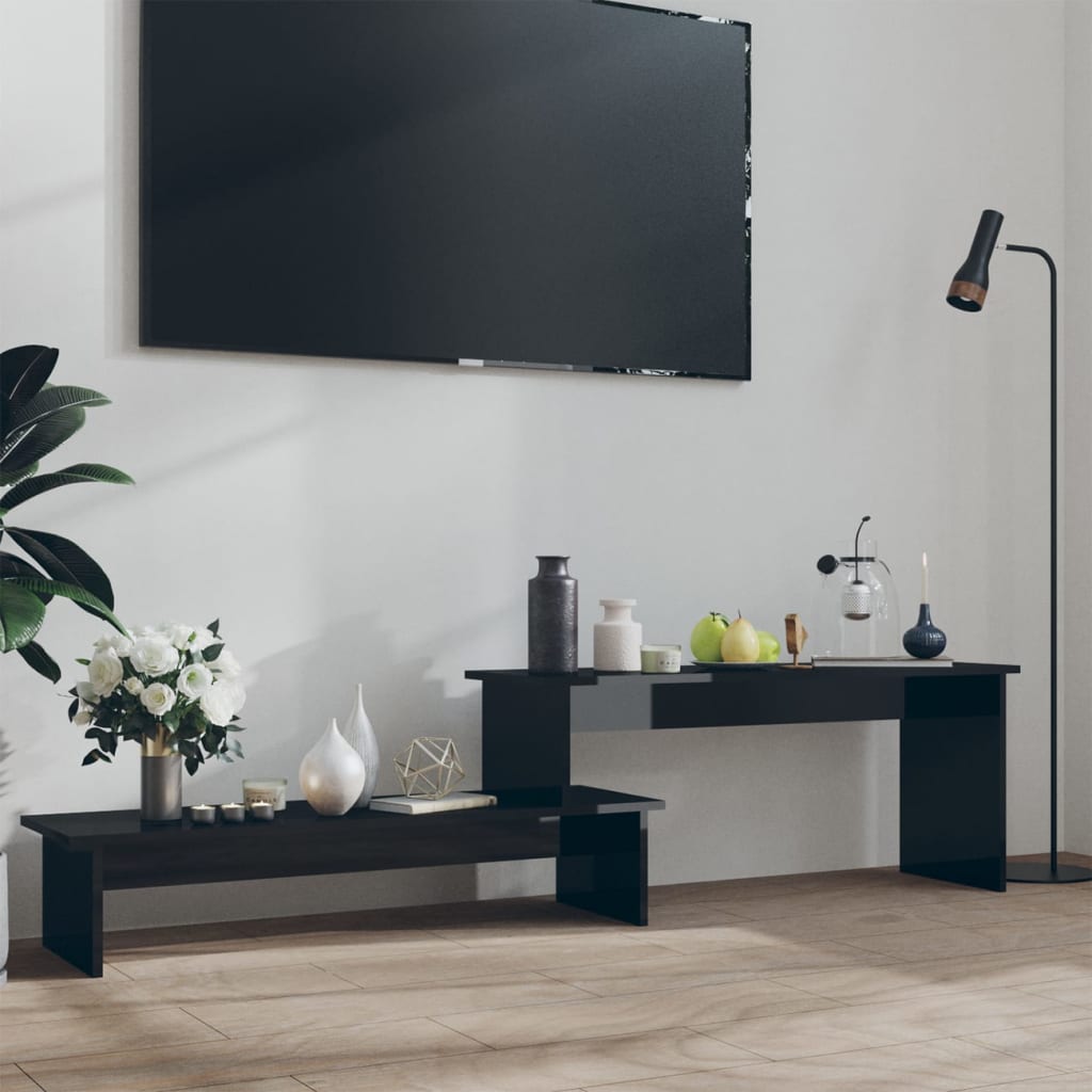 vidaXL Mueble para TV madera contrachapada negro brillante 180x30x43cm