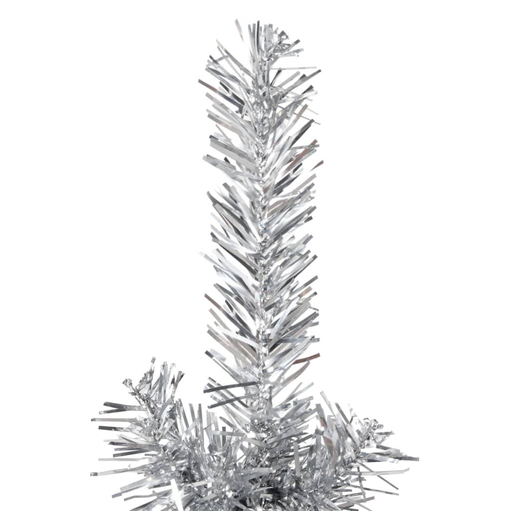 vidaXL Medio árbol de Navidad artificial con soporte plateado 150 cm
