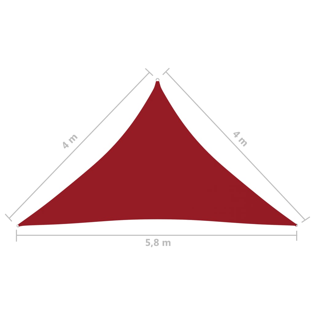 vidaXL Toldo de vela triangular de tela oxford rojo 4x4x5,8 m