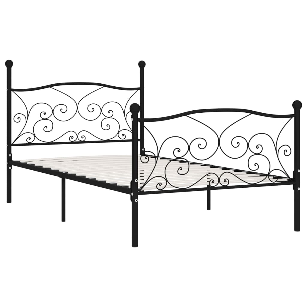vidaXL Estructura de cama con somier metal negro 90x200 cm