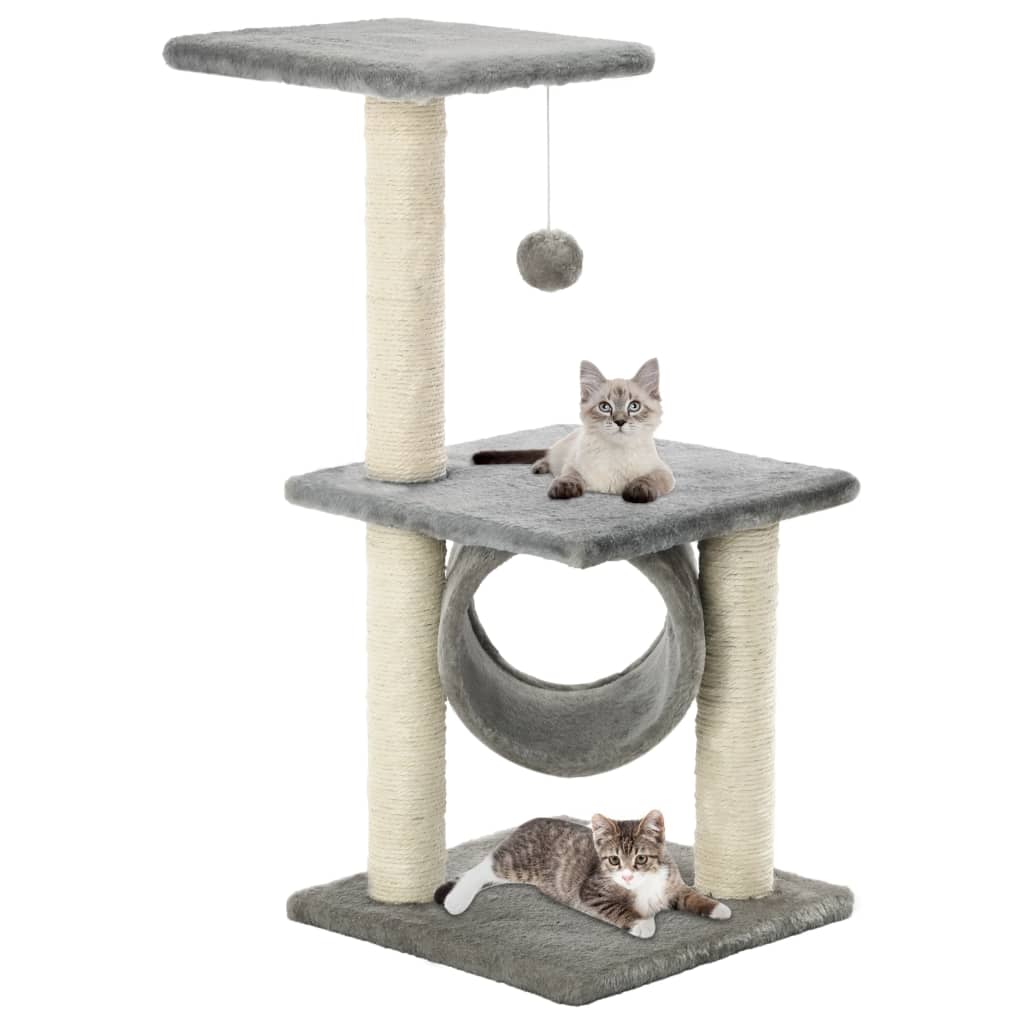 vidaXL Rascador para gatos con poste rascador de sisal 65 cm gris