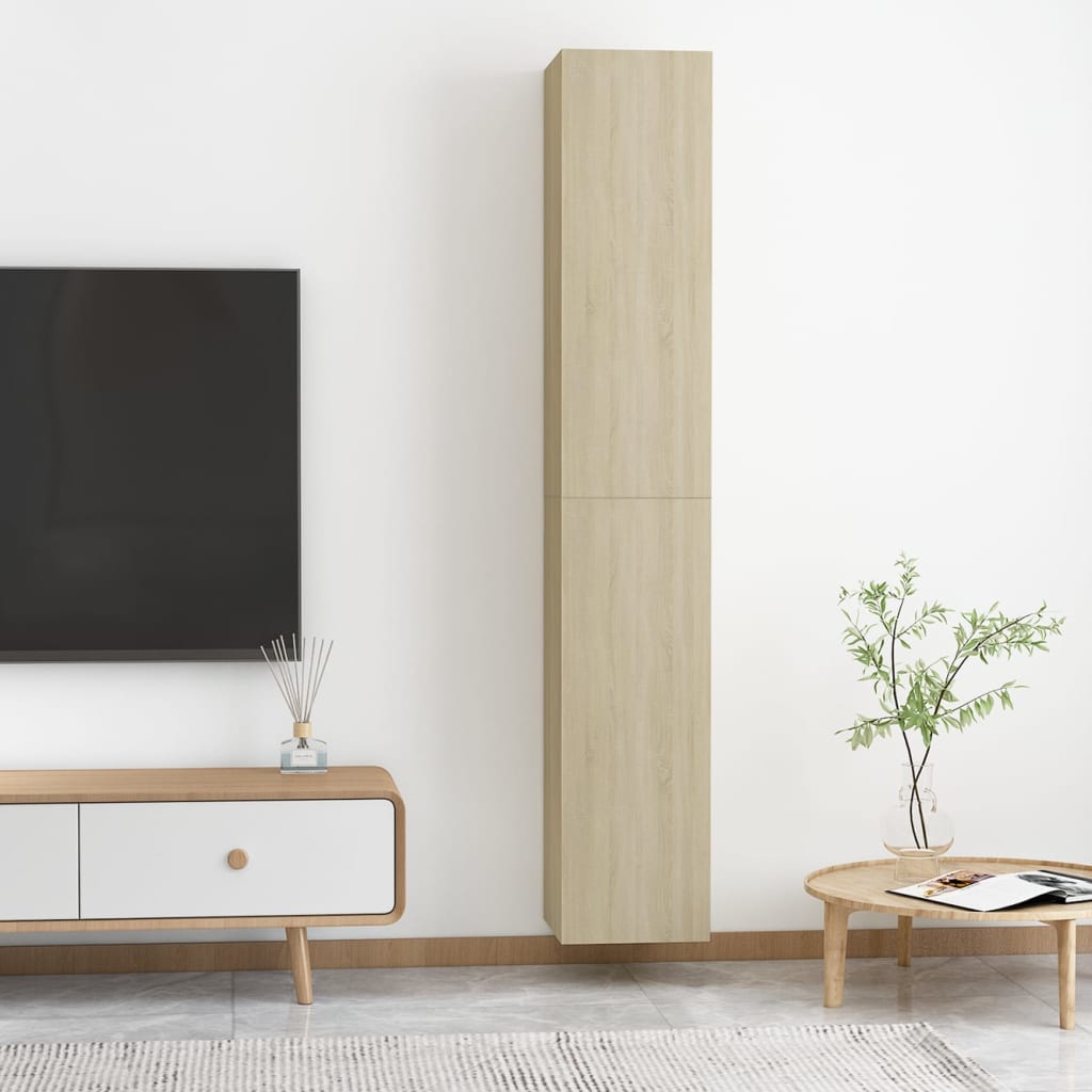 vidaXL Muebles de TV 2 uds madera contrachapada roble 30,5x30x90 cm