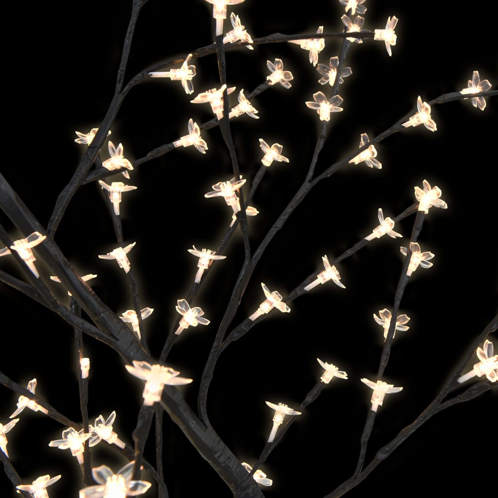 vidaXL Árbol de Navidad 128 LEDs blanco cálido flores de cerezo 120 cm