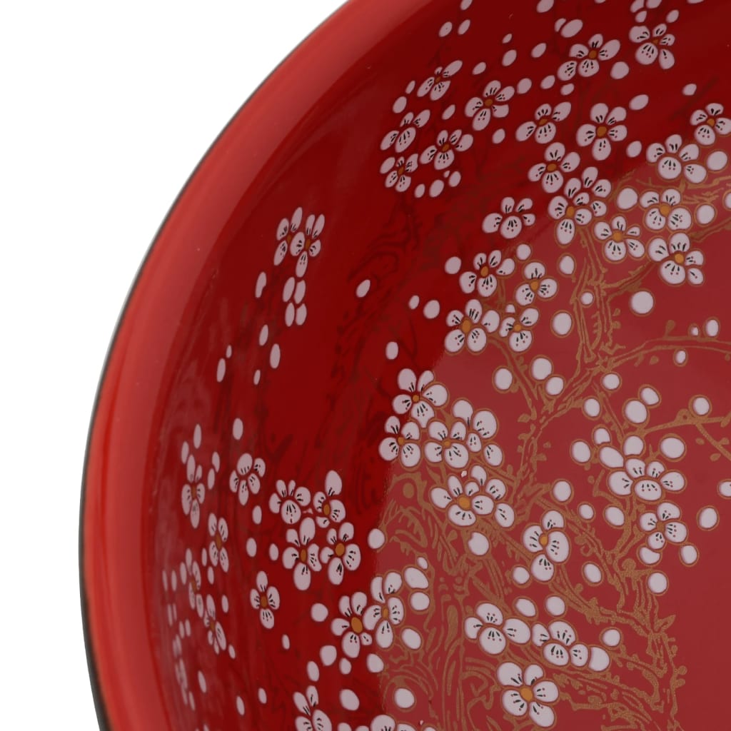 vidaXL Lavabo sobre encimera redondo cerámica rojo y negro Φ41x14 cm