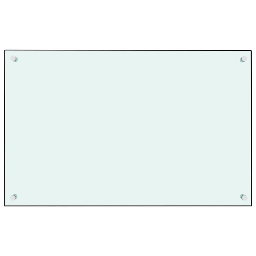 vidaXL Protección salpicaduras cocina vidrio templado blanco 80x50 cm
