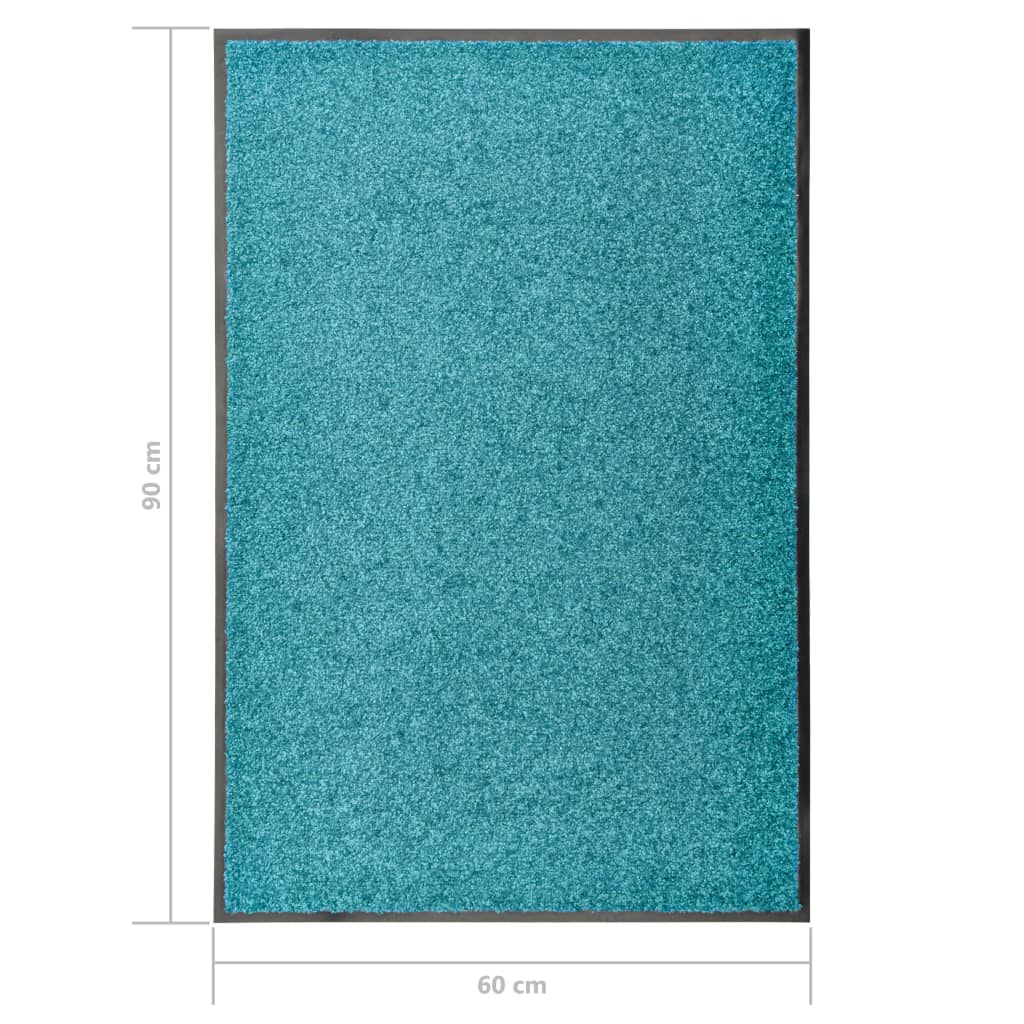vidaXL Felpudo lavable azul cian 60x90 cm