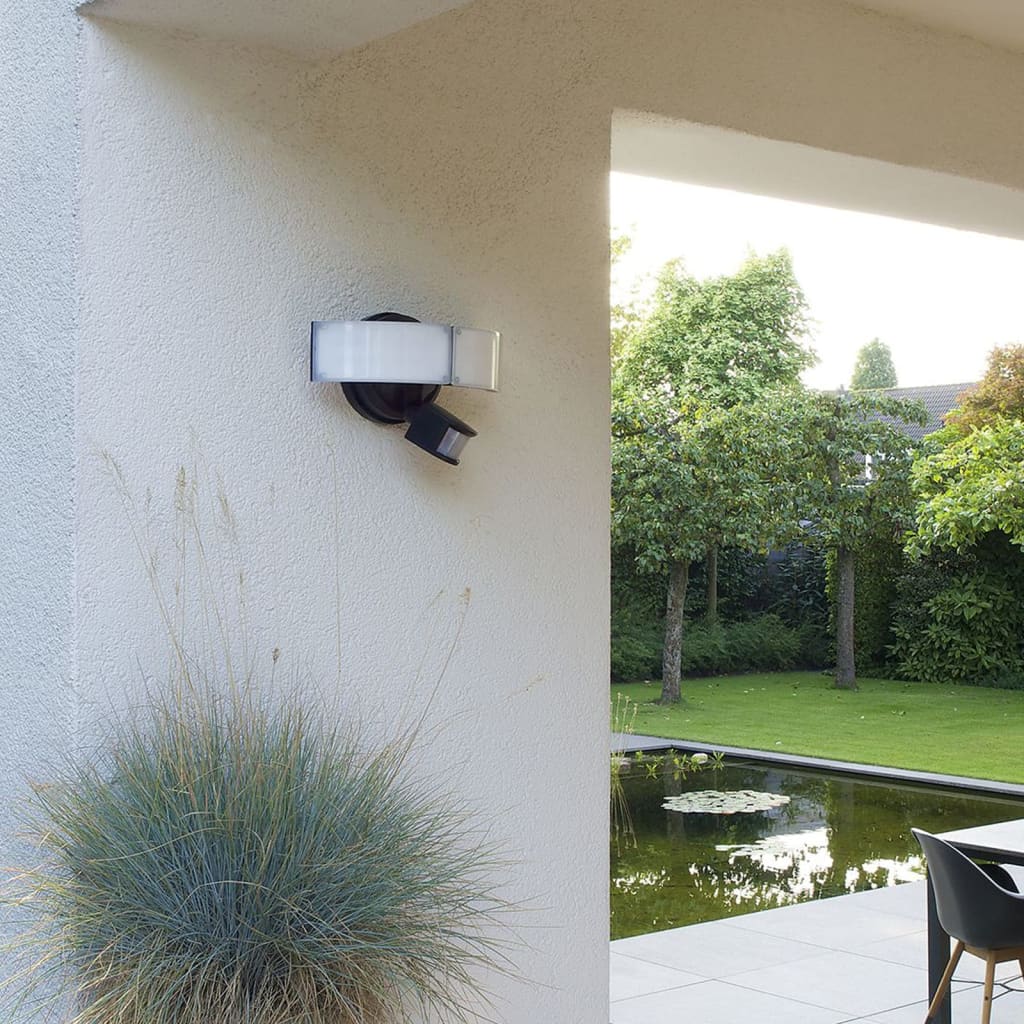 Luxform Aplique LED de seguridad jardín a pilas Manaus blanco y negro