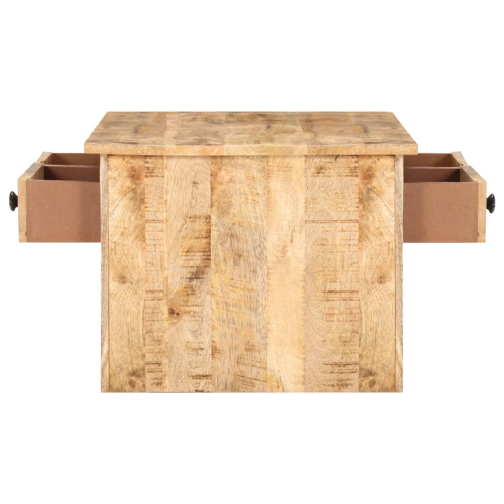 vidaXL Mesa de centro de madera maciza de mango rugosa 88x50x38 cm