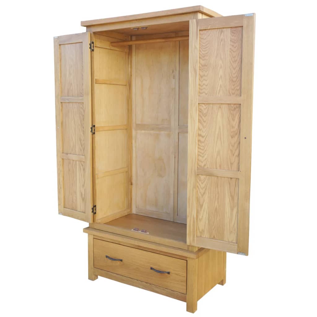 vidaXL Armario con 1 cajón de madera maciza de roble 90x52x183 cm
