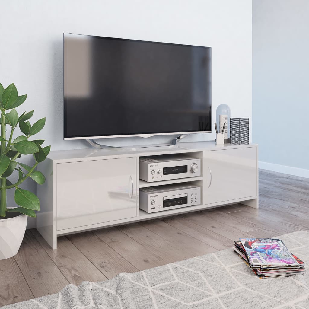 vidaXL Mueble TV madera contrachapada blanco brillante 120x30x37,5cm