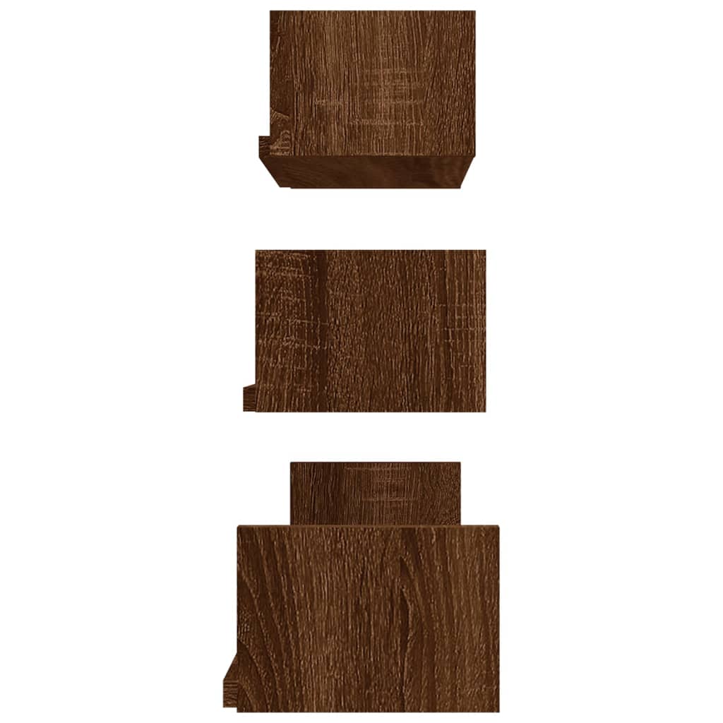 vidaXL Estantes de pared 3 unidades madera de ingeniería roble marrón