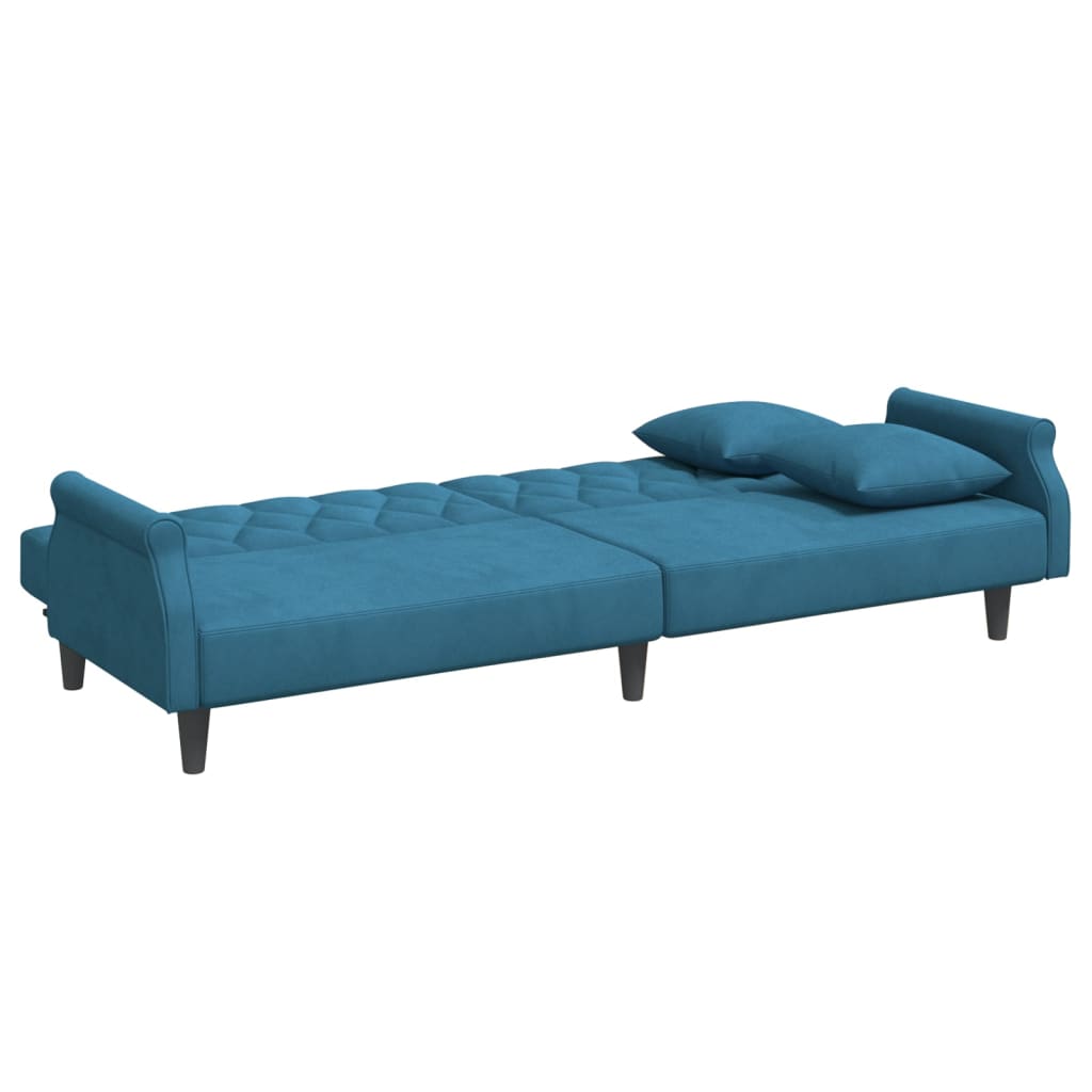 vidaXL Sofá cama con reposabrazos terciopelo azul