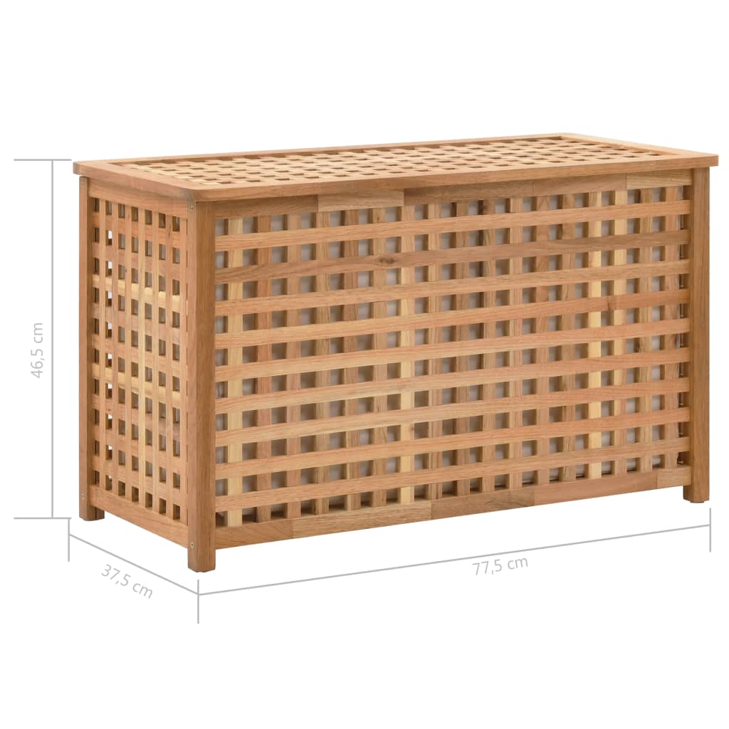 vidaXL Baúl para la ropa sucia madera maciza nogal 77,5x37,5x46,5 cm