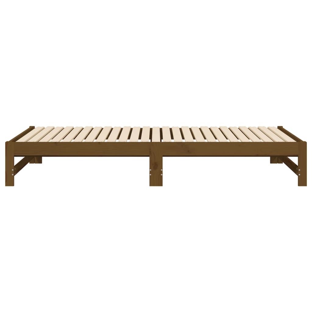 vidaXL Sofá cama extraíble madera maciza de pino marrón 2x(100x200) cm