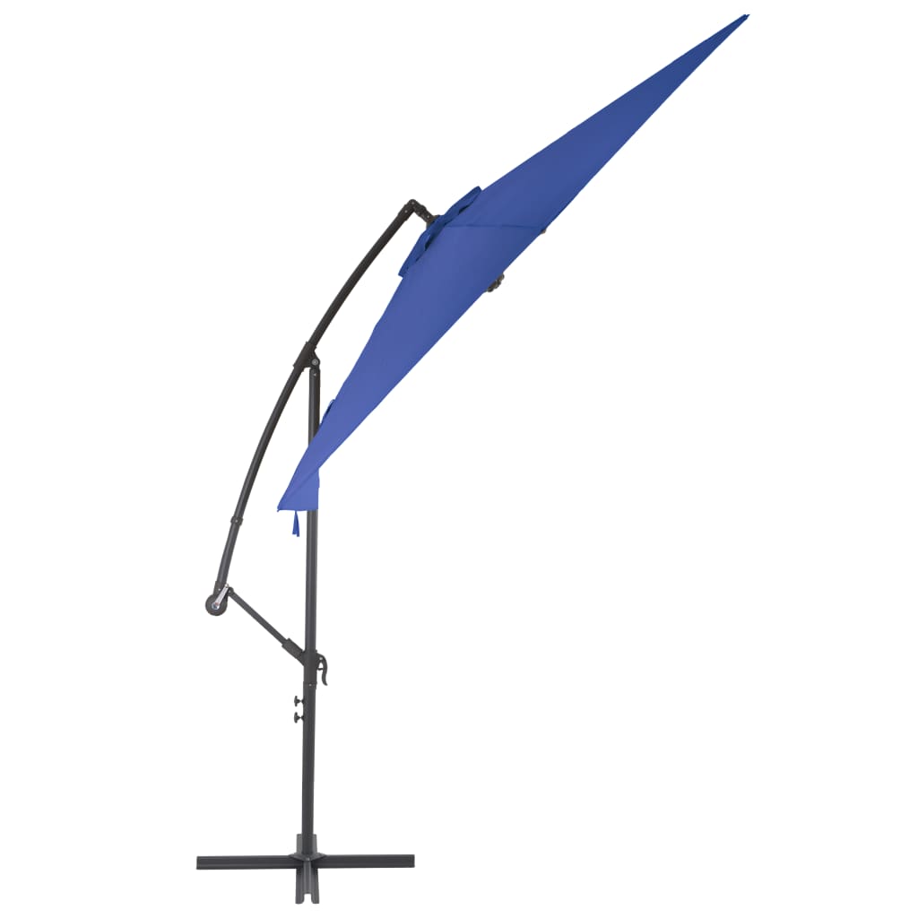 vidaXL Sombrilla voladiza con poste de aluminio azul 300 cm