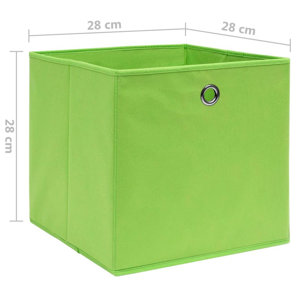 vidaXL Cajas de almacenaje 10 uds tela no tejida verde 28x28x28 cm