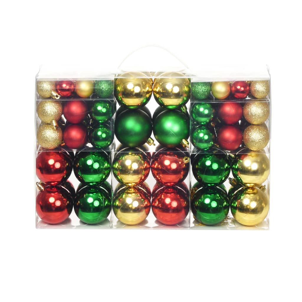 Bolas de Navidad 100 unidades rojo/dorado/verde