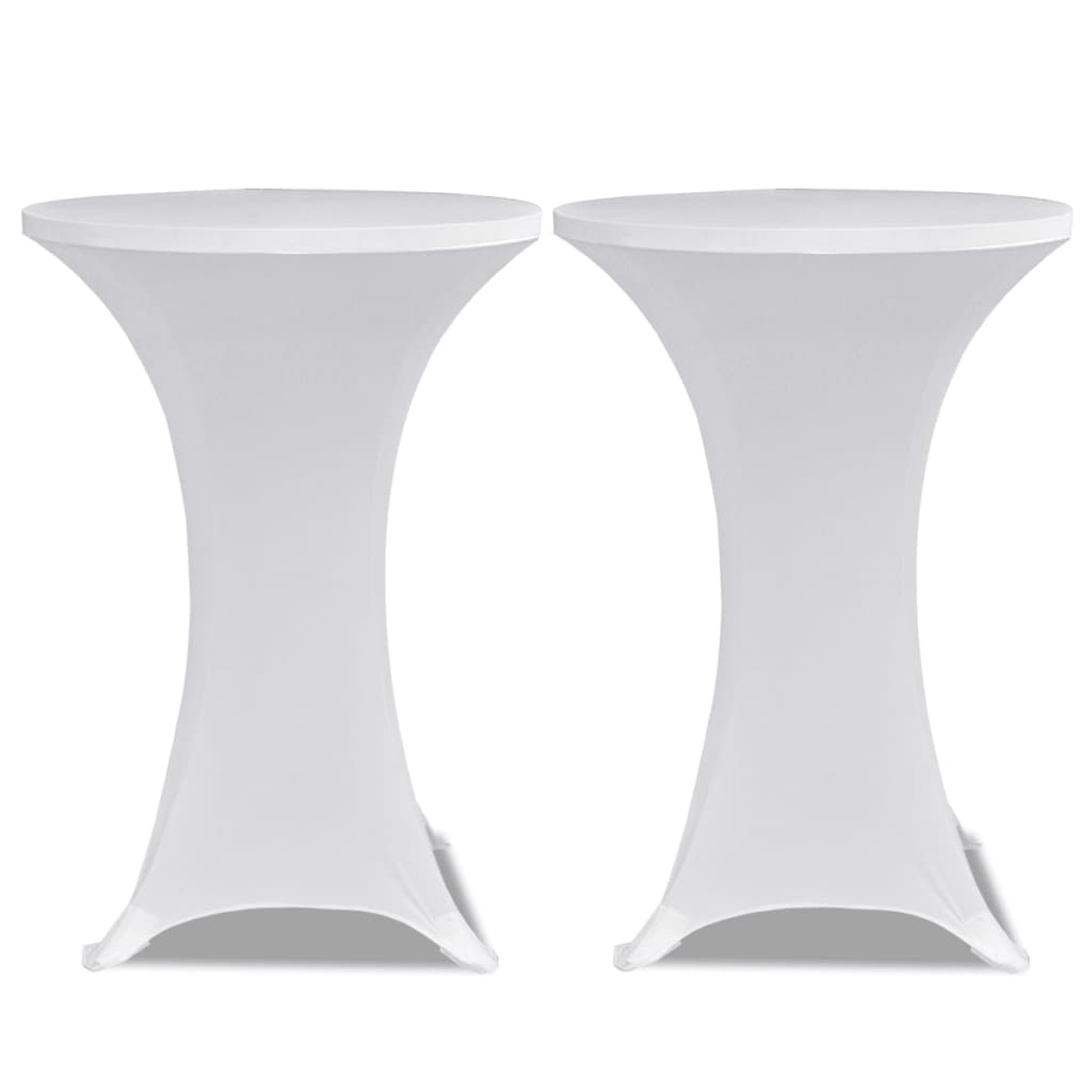 2 Manteles blancos ajustados para mesa de pie - 80 cm diámetro