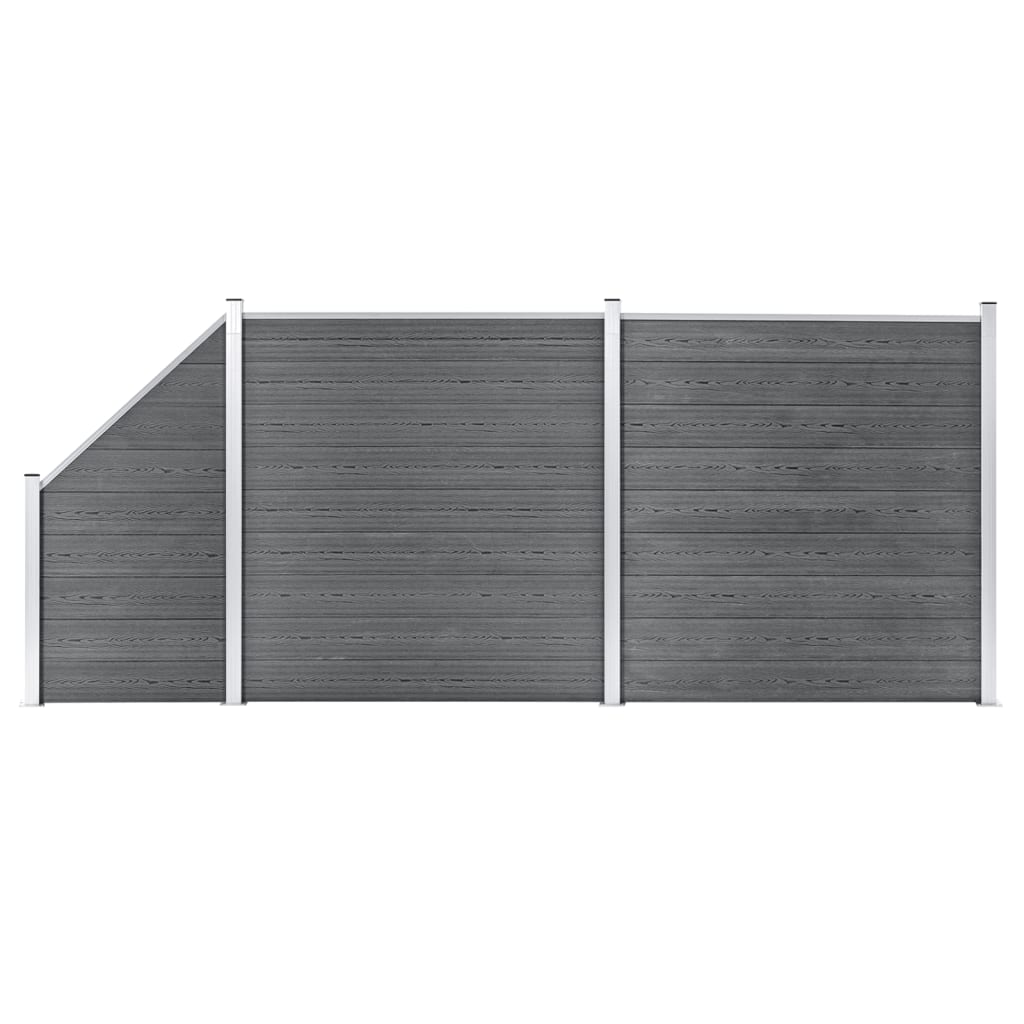 VidaXL Set De Vallas 2 Cuadradas + 1 Oblicua WPC Gris 446x186 Cm