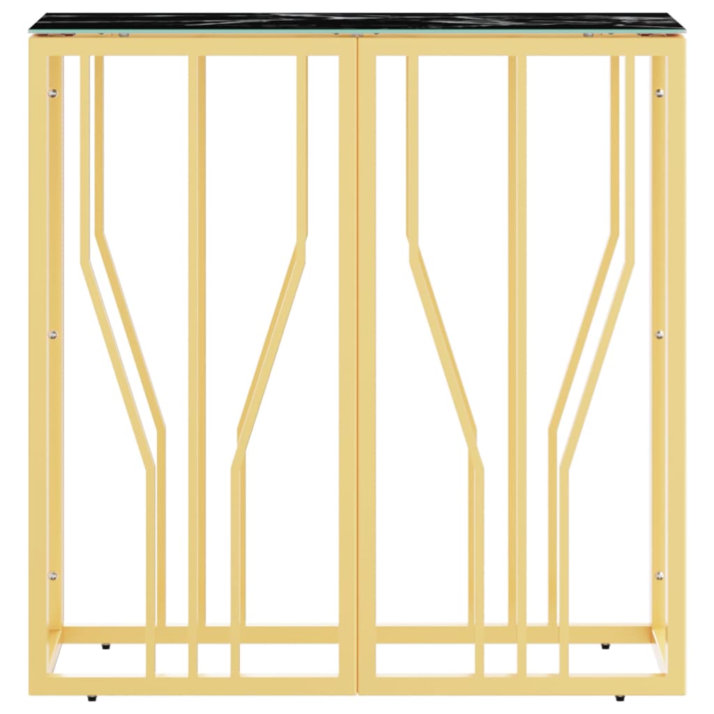 vidaXL Mesa consola de acero inoxidable y vidrio dorada 70x30x70 cm