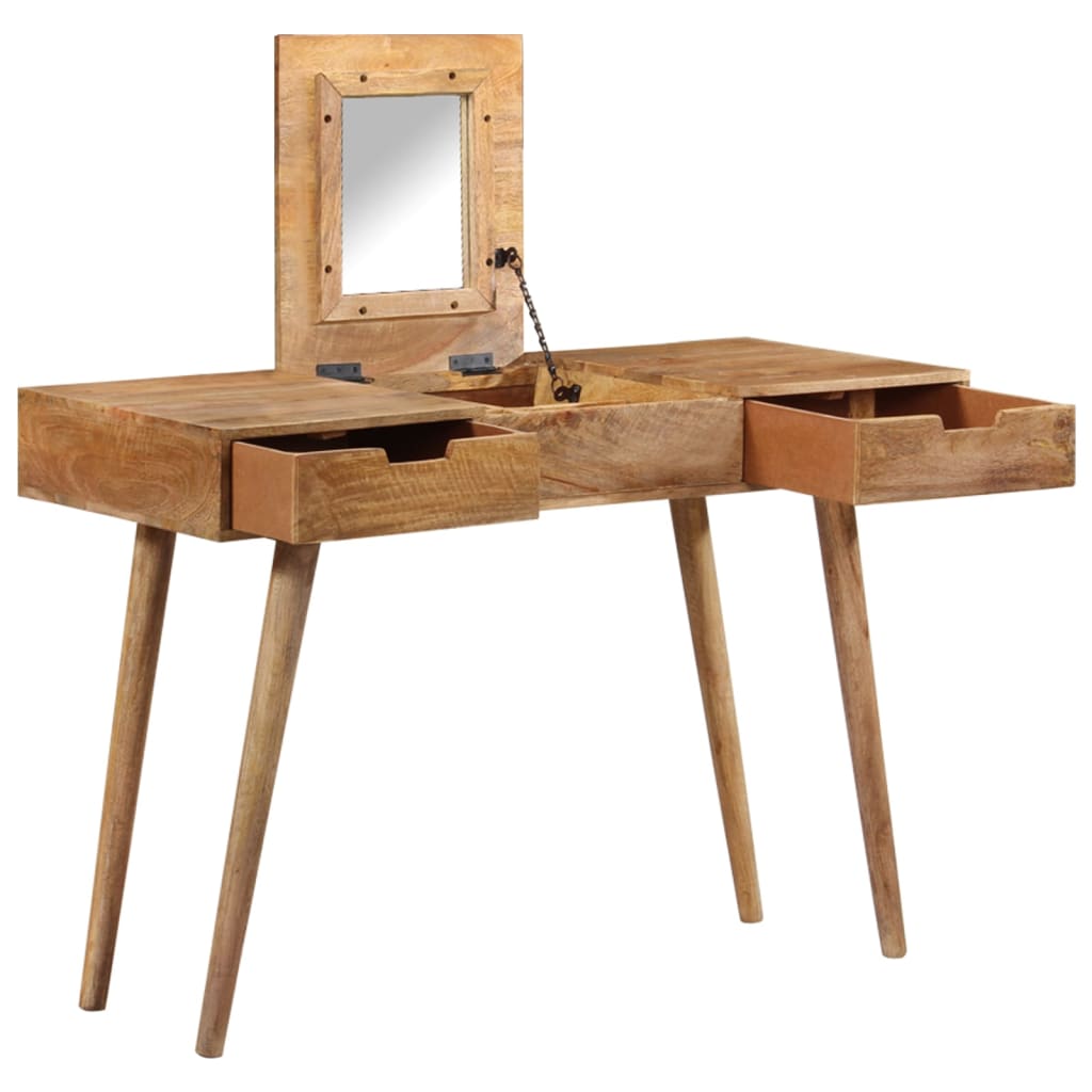 vidaXL Mesa tocador con espejo madera maciza de mango 112x45x76 cm