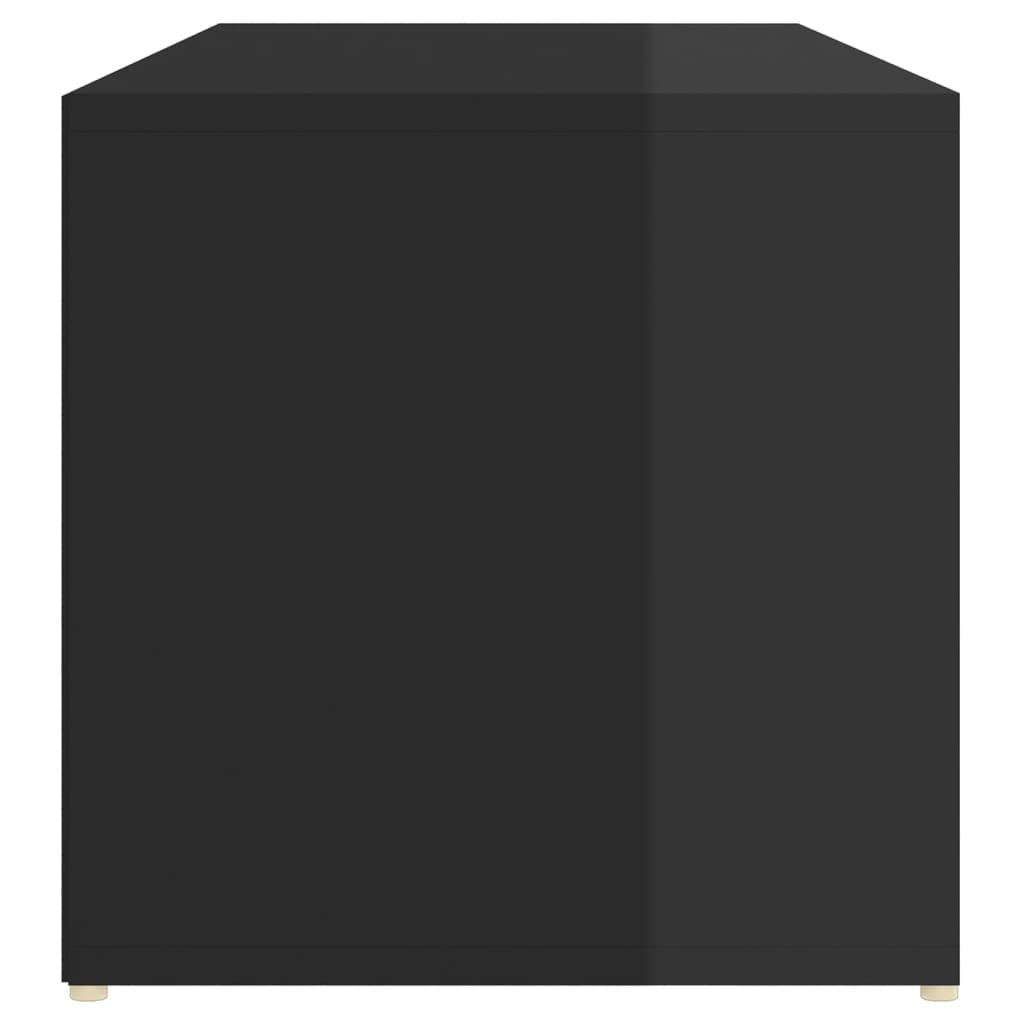 vidaXL Banco zapatero de madera contrachapada negro brillo 105x35x35cm