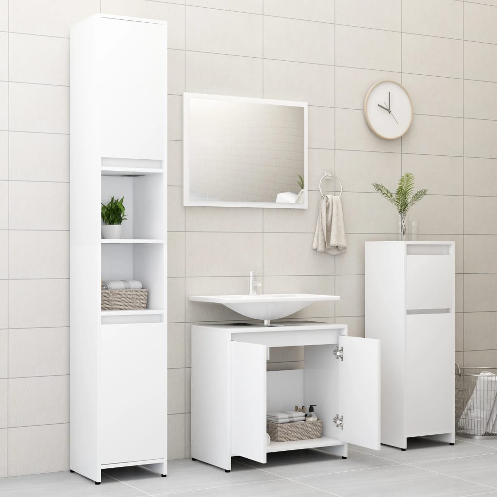 vidaXL Conjunto de muebles de baño madera contrachapada blanco