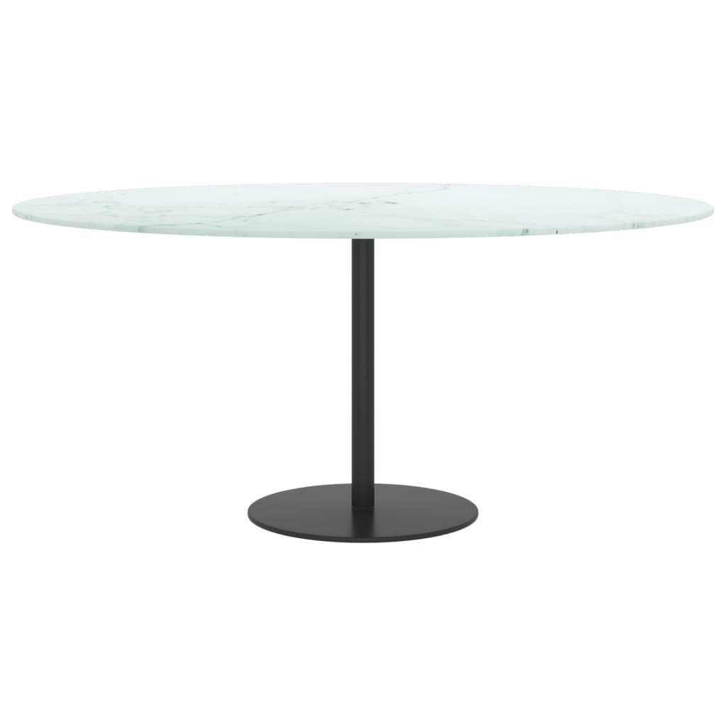 vidaXL Tablero de mesa diseño mármol vidrio templado blanco Ø90x1 cm