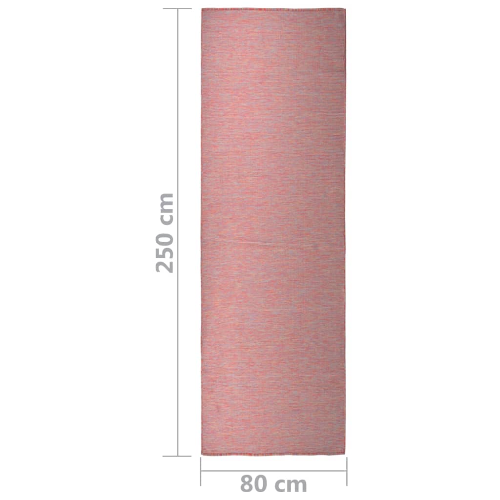 vidaXL Alfombra de exterior de tejido plano rojo 80x250 cm