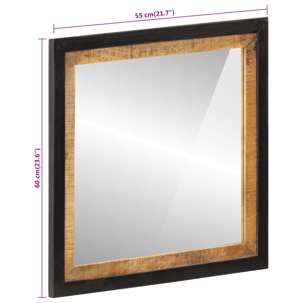 vidaXL Espejo de baño madera maciza de mango y vidrio 55x1x60 cm